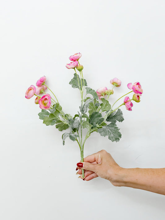 Pink Mini Ranunculus Bush - 13"