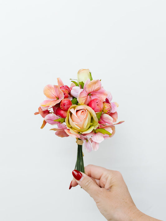 Pink Rose Hydrangea Bouquet - 7"