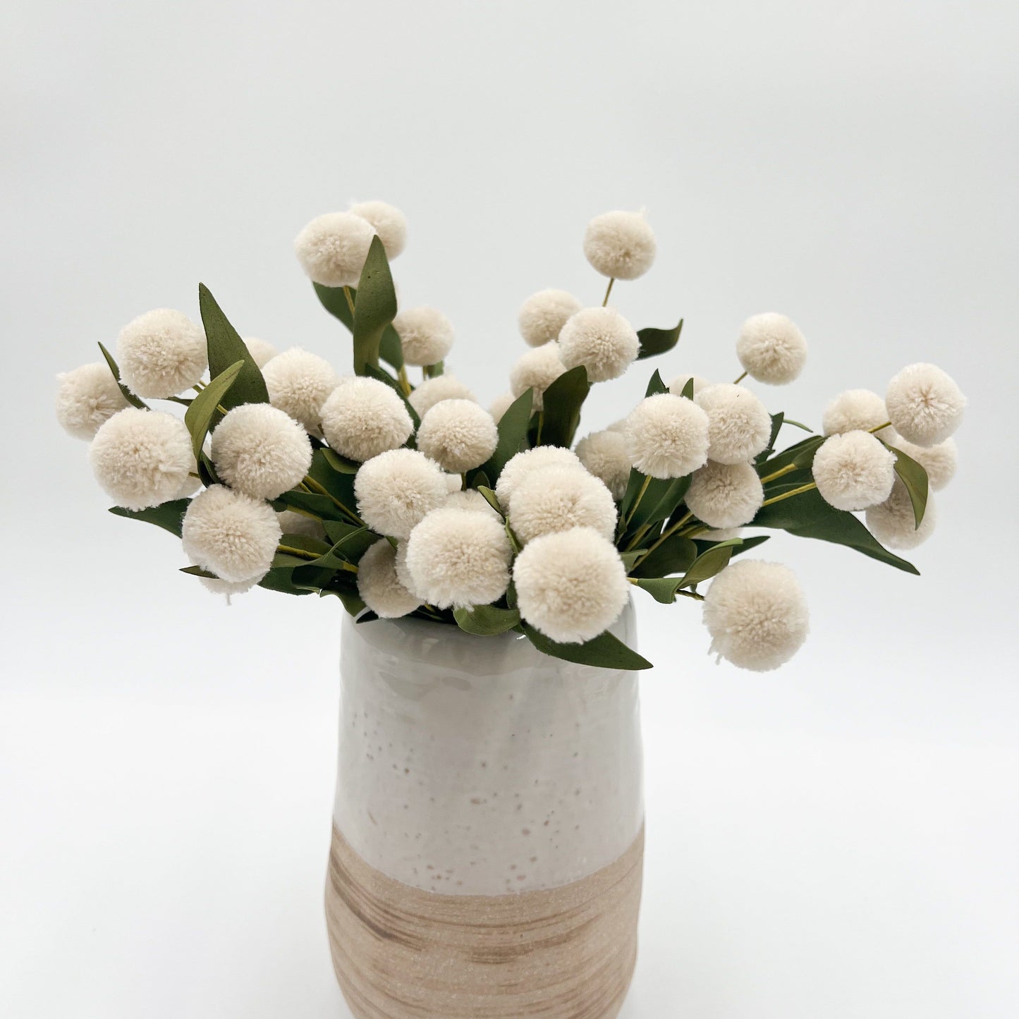 Cream Pompom Spray Bundle (6 Stems)- 13"