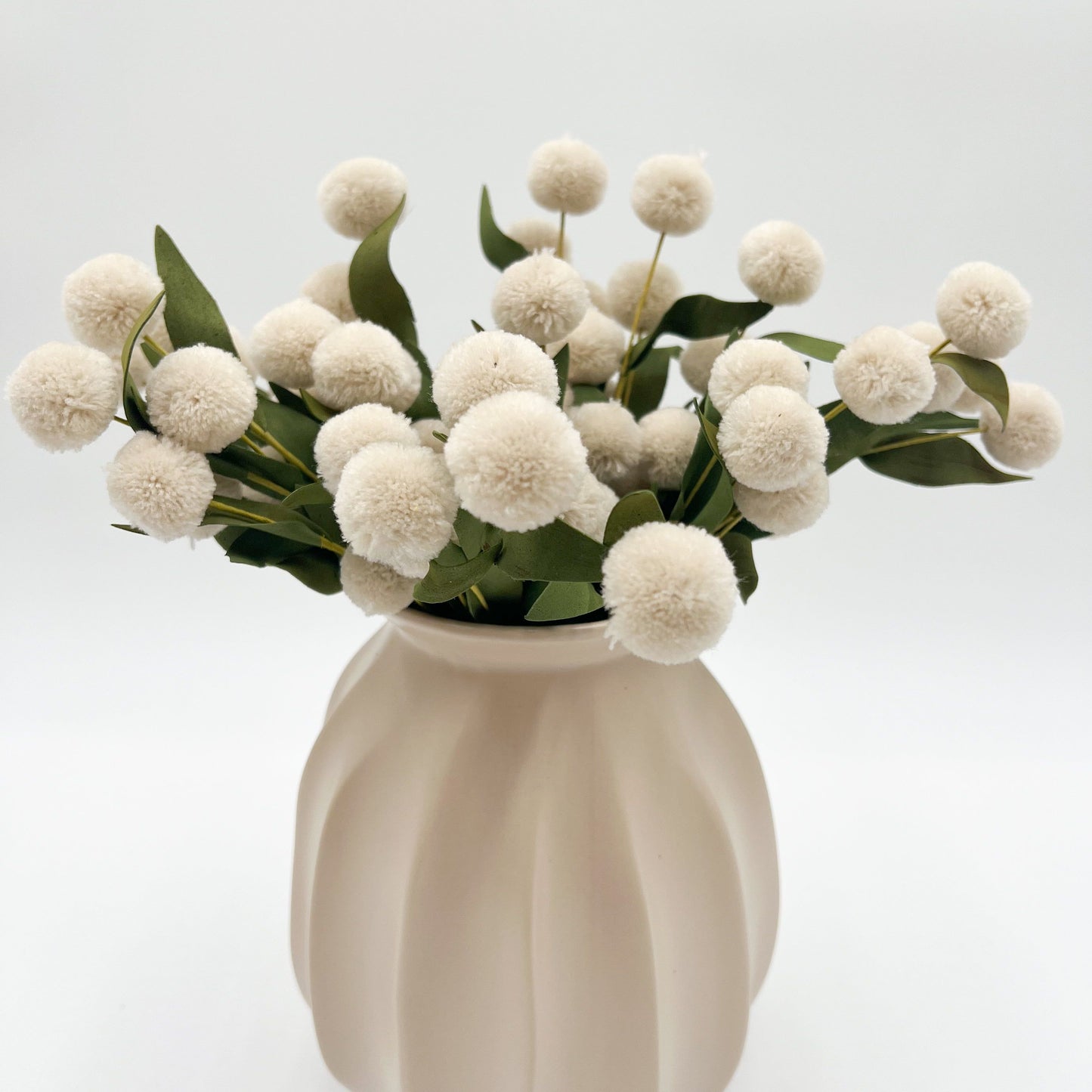 Cream Pompom Spray Bundle (6 Stems)- 13"