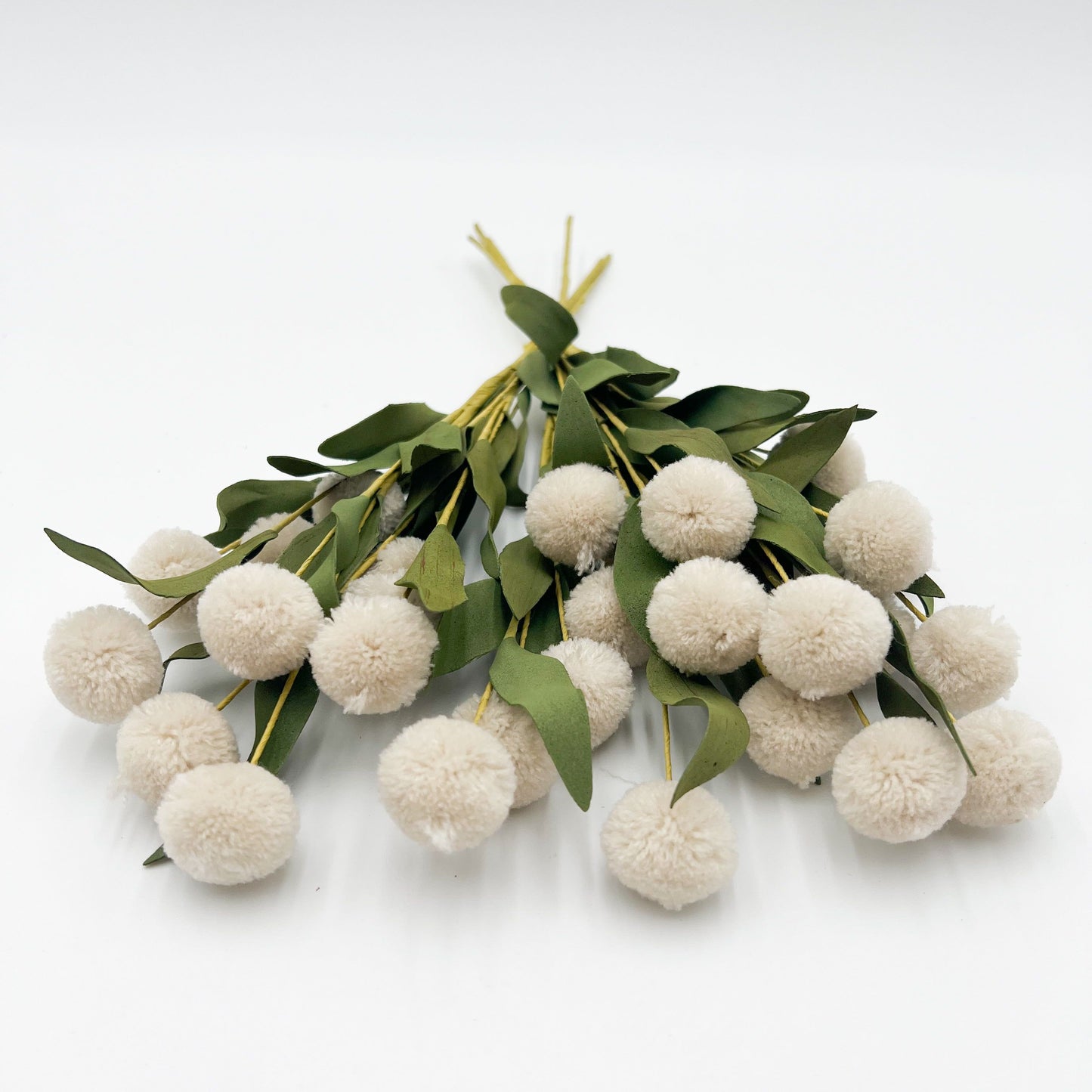 Cream Pompom Spray Bundle (6 Stems)- 13"