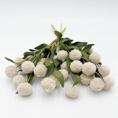 Cream Pompom Spray Bundle (6 Stems)- 13"