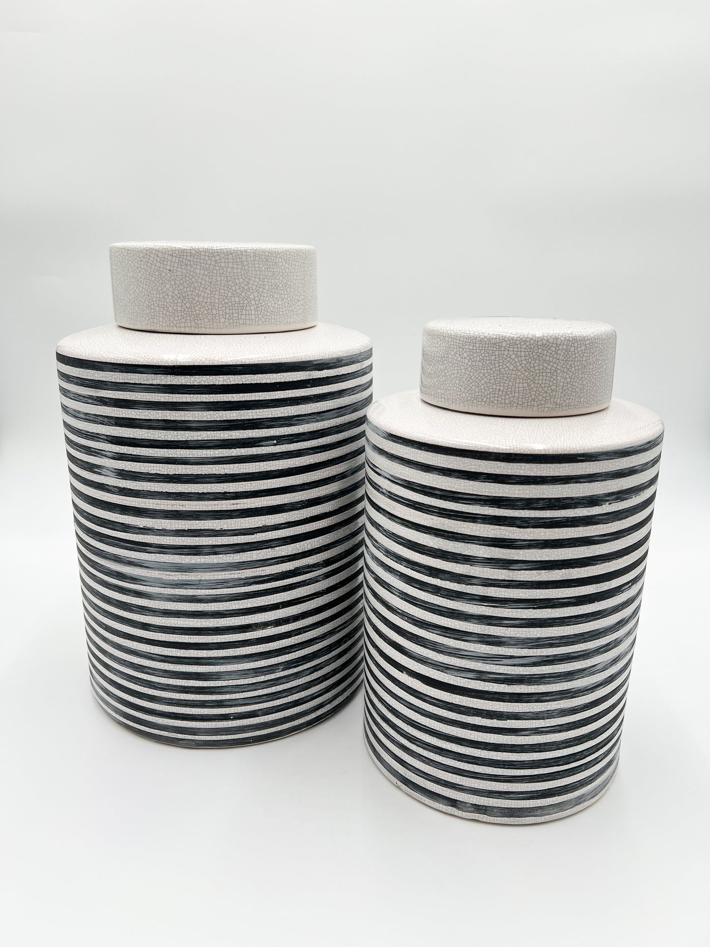 Striped Lidded Ceramic Jar - Two sizes available