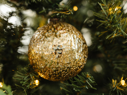 Recycled Glass Seeded Ornament in Antique Gold - Local pickup only