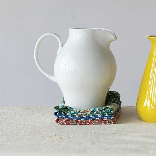 White Quart Stoneware Pitcher ￼