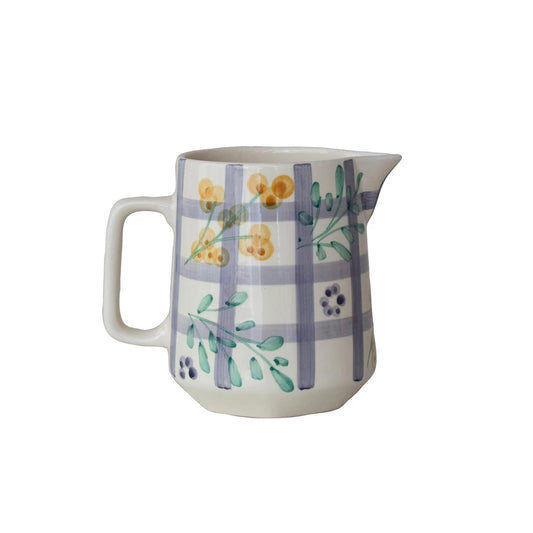 Hand Painted Botanical Pitcher ￼