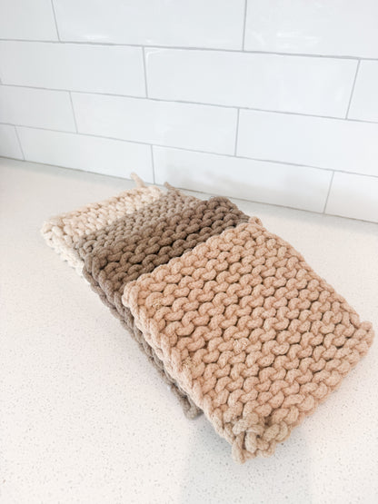 Cotton Crocheted Potholder - 8" - 4 Colors