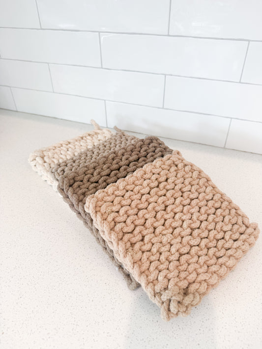 Cotton Crocheted Potholder - 8" - 4 Colors