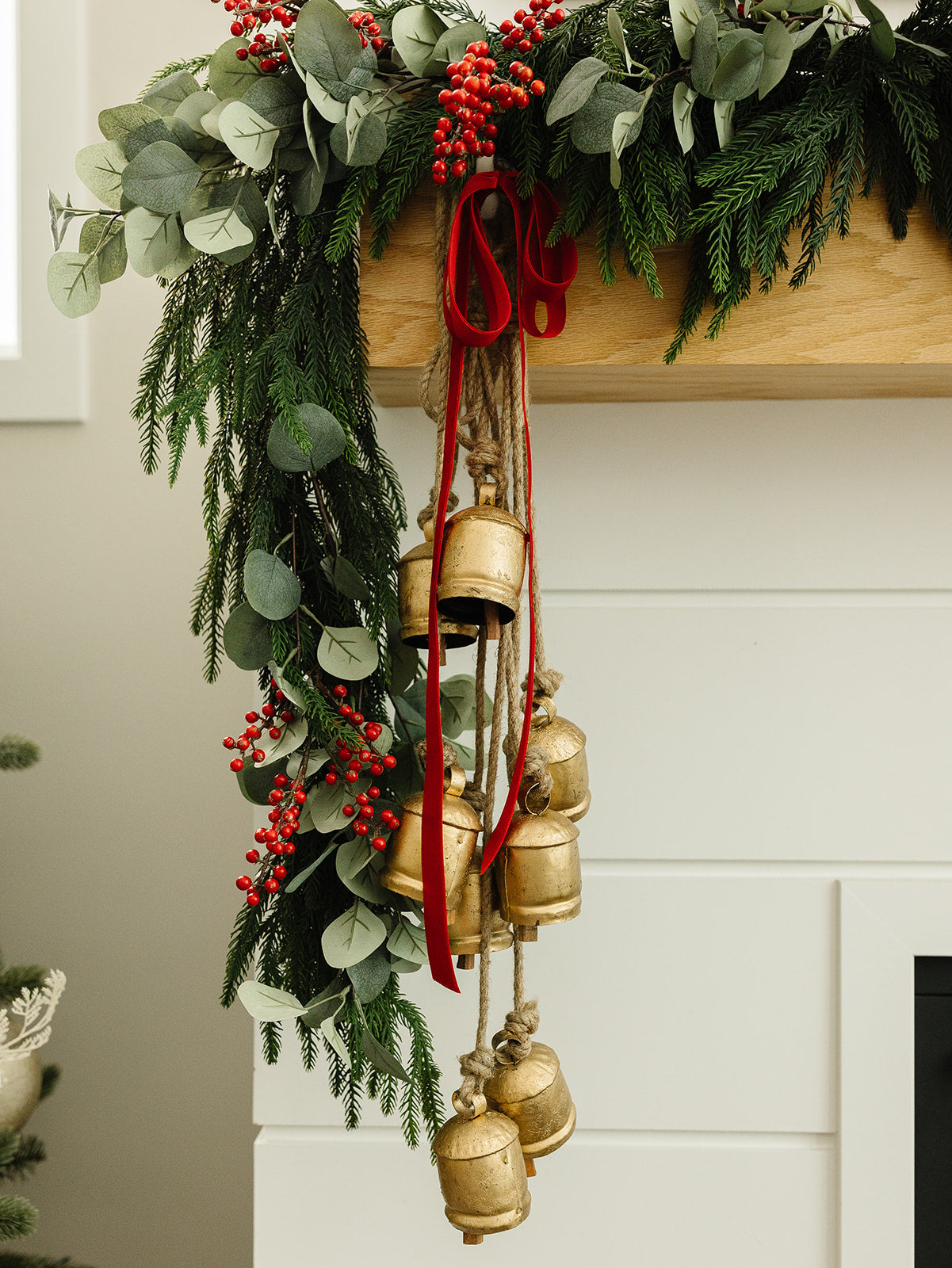 Four Rustic Hanging Bells w/Rope