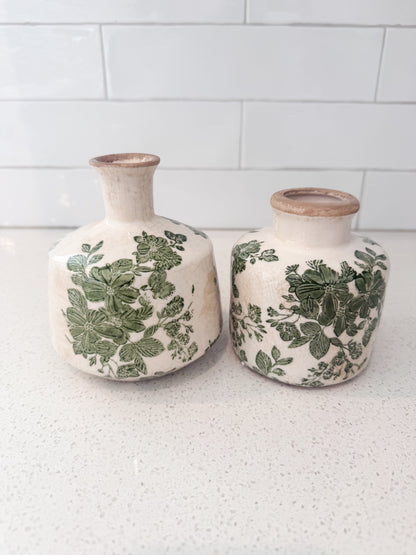 Green Floral Bud Vase - 2 Styles