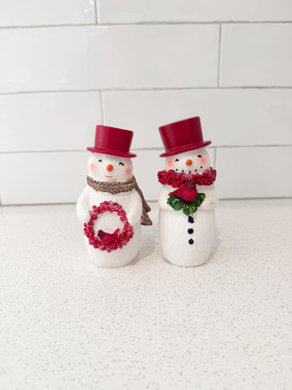 Glittered Snowman w/ Red Top Hat - 2 Styles