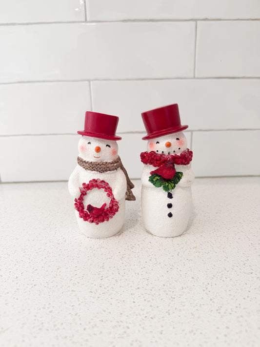 Glittered Snowman w/ Red Top Hat - 2 Styles