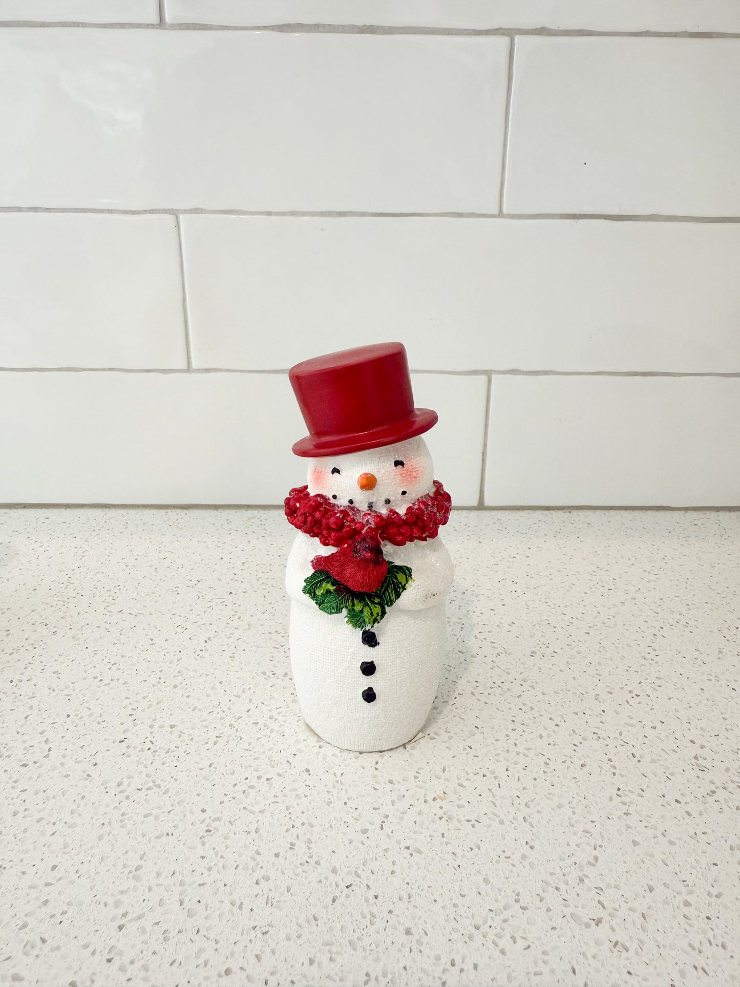 Glittered Snowman w/ Red Top Hat - 2 Styles