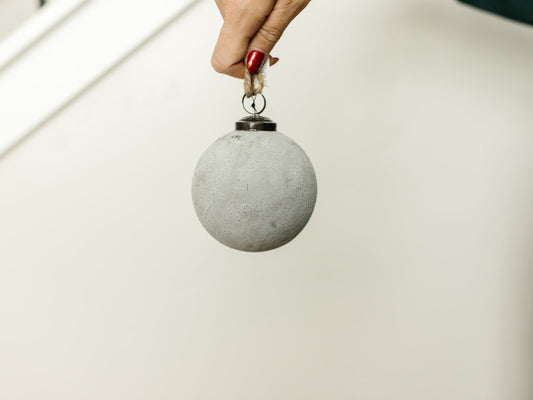 Recycled Glass Ball Ornament, Distressed Grey- Local pickup only