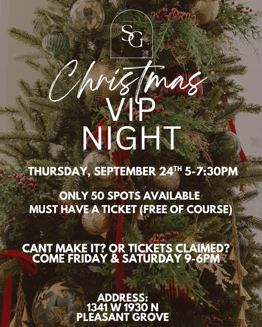 VIP NIGHT - Thursday, Sept 24th 5-7:30pm - 1341 W 1930 N, Pleasant Grove