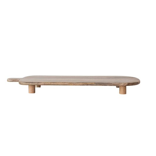 Mango Wood Footed Tray - 28"L x 12"W