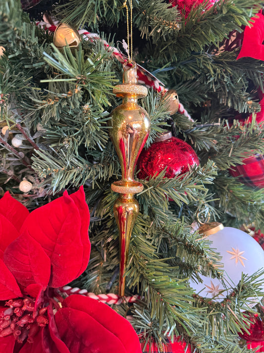 Gold Glass Finial Ornament - 3 Styles (local pick up only on this item)