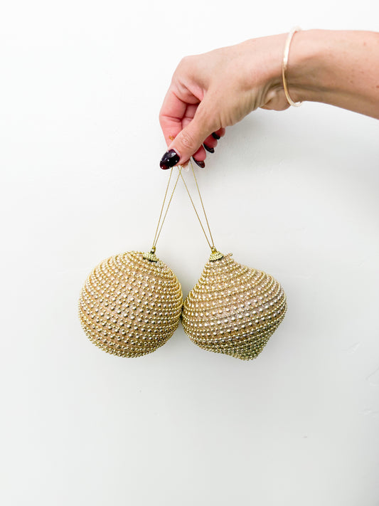 Gold Pearl Ornament - 4" - 2 Styles