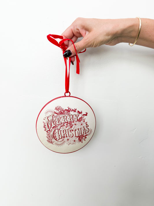 Vintage Merry Christmas Ornament - 6"