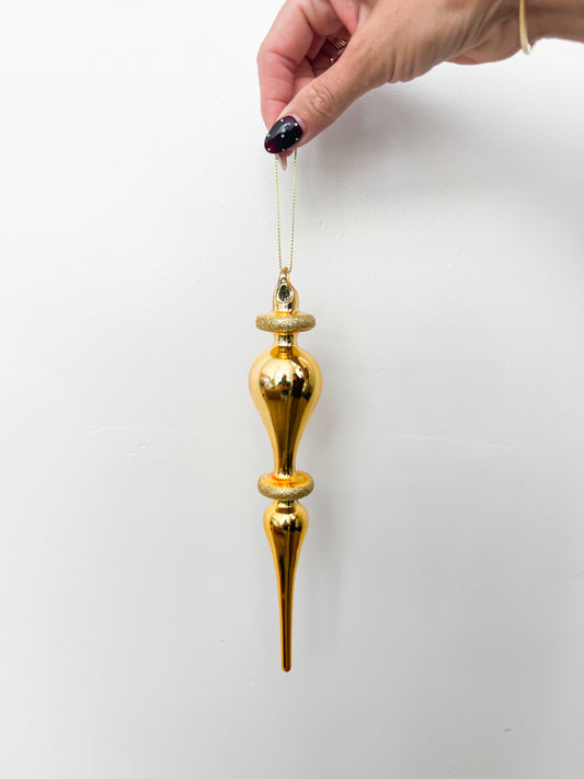 Gold Glass Finial Ornament - 3 Styles (local pick up only on this item)