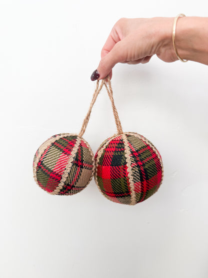 Red Green and Black Plaid Ornament - 2 Sizes