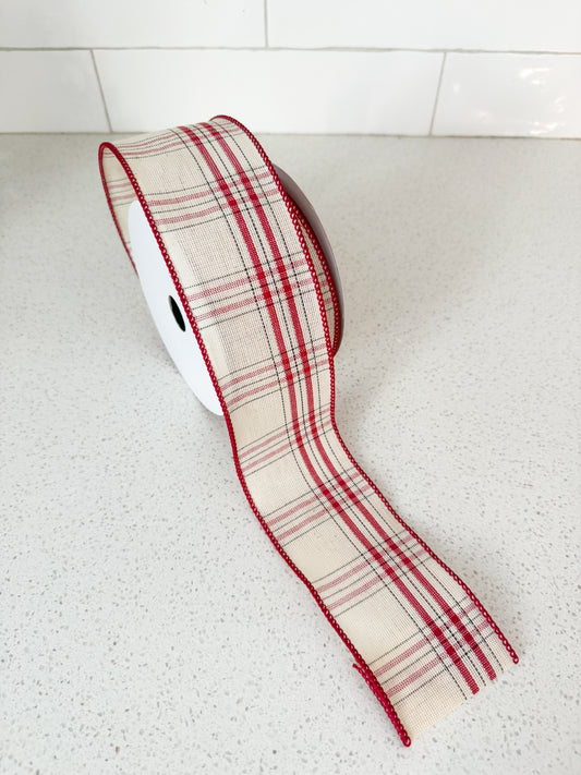 Taupe and Burgundy Wired Ribbon - 2.5"x10 yds.