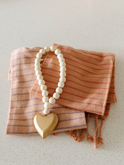 Wood Bead Garland with Heart