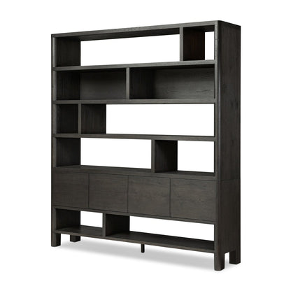Bookcase - Black Oak                         84”w x 18”d x 94”h
