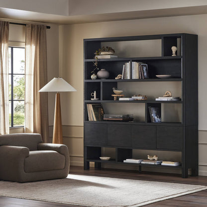 Bookcase - Black Oak                         84”w x 18”d x 94”h