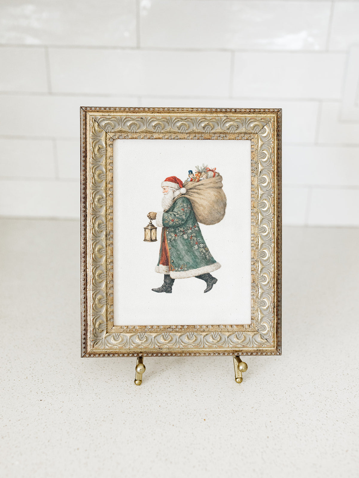 Santa with Lantern Framed Art - 3 Sizes