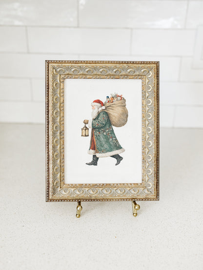 Santa with Lantern Framed Art - 3 Sizes