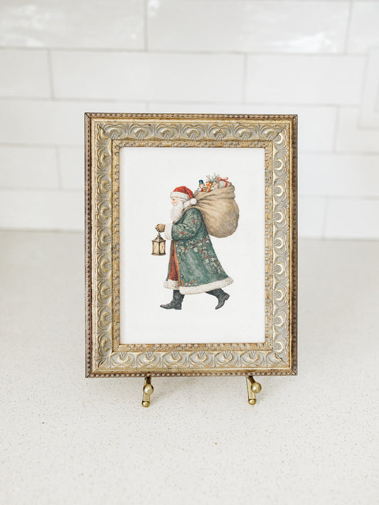 Santa with Lantern Framed Art - 3 Sizes