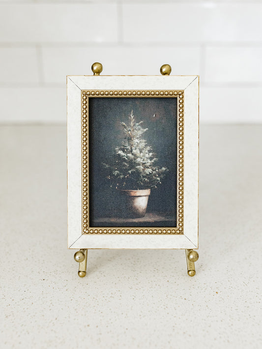 Potted Christmas Tree  Framed Art - 4"x6"