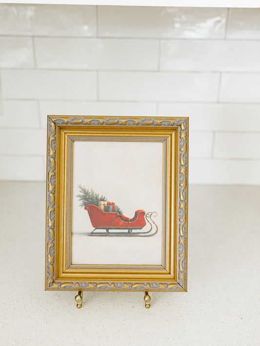 Red Sleigh Framed Art - 3 Sizes