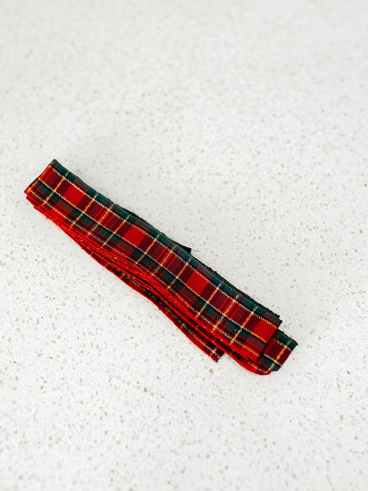 Classic Hunter Green Red and Gold Plaid Ribbon - 7/8"x10yds.