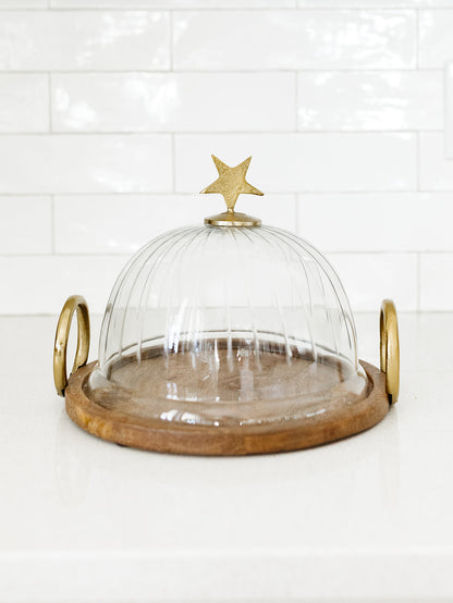 Star Cloche with Wood Base