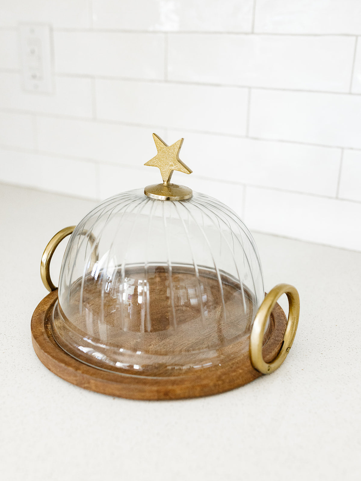 Star Cloche with Wood Base