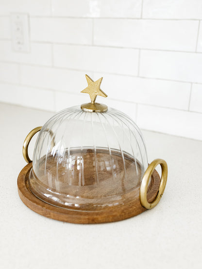 Star Cloche with Wood Base