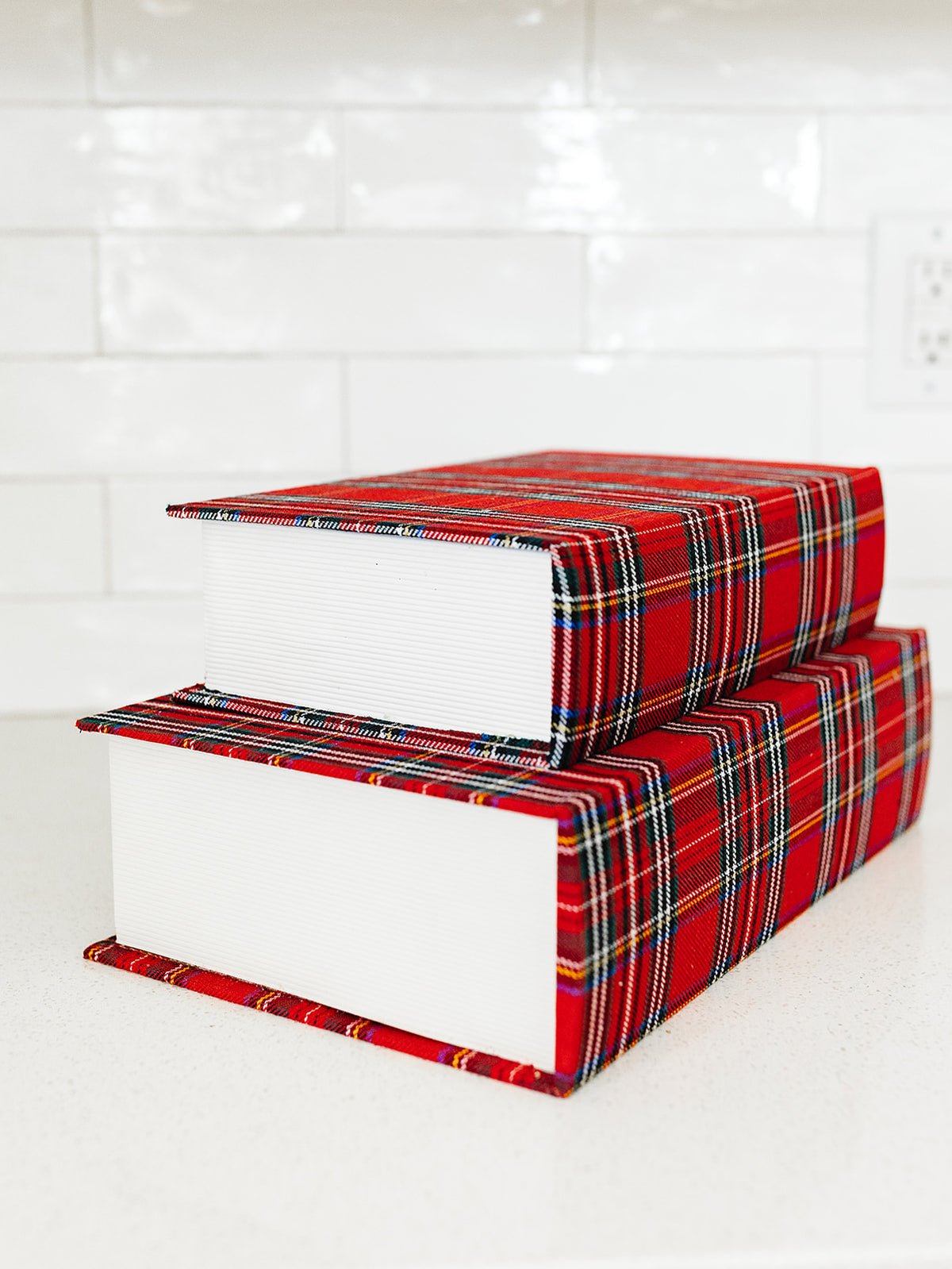 Red Plaid Decorative Books - 2 Sizes