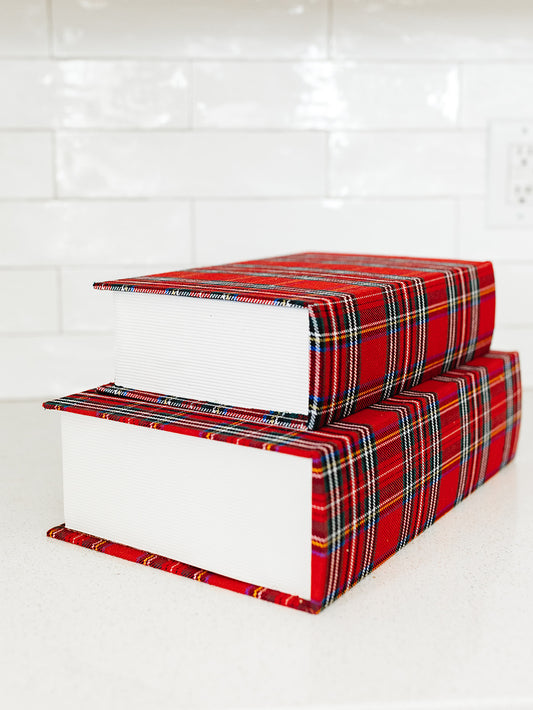 Red Plaid Decorative Books - 2 Sizes