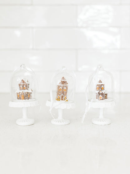 Gingerbread House Dome Ornament - 4.5" - 3 Styles