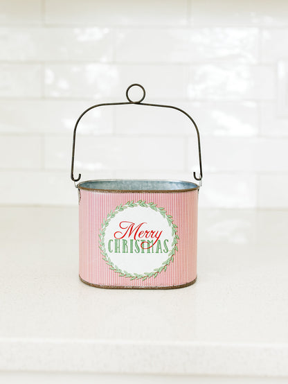 Metal Merry Christmas Containers - 2 Sizes