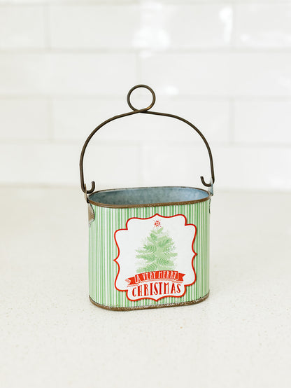 Metal Merry Christmas Containers - 2 Sizes