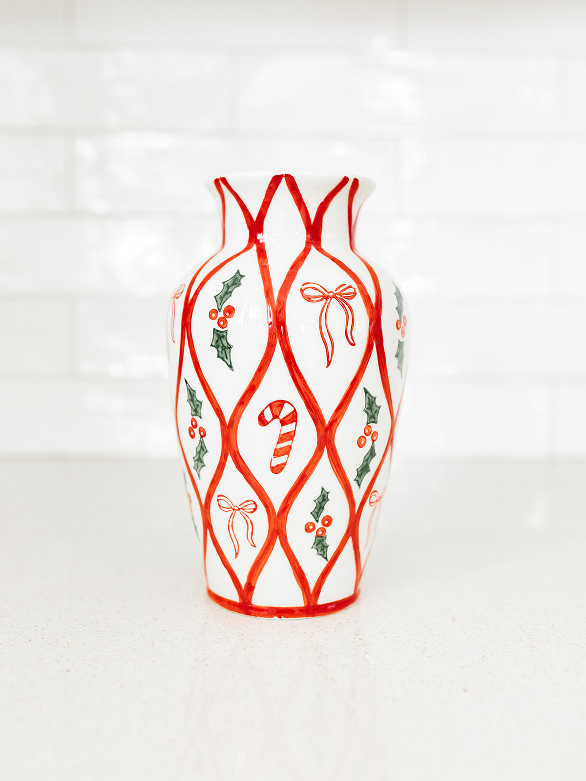 Painted Christmas Vase - 8.5"x5"