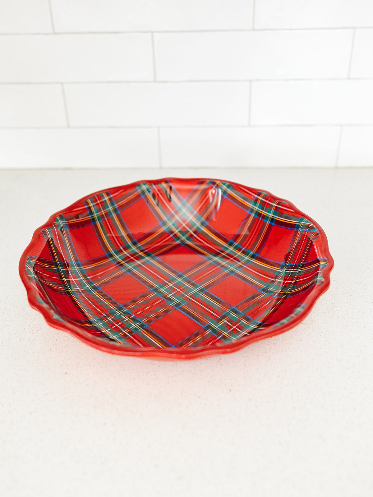 Tartan Melamine Bowl - 14"x3"