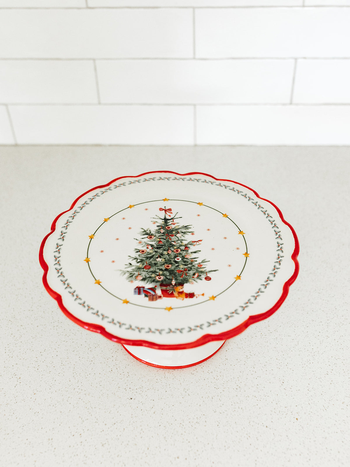 Christmas Tree Pedestal Cake Plate