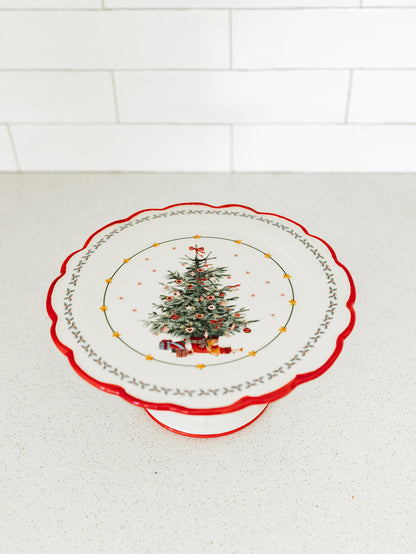Christmas Tree Pedestal Cake Plate