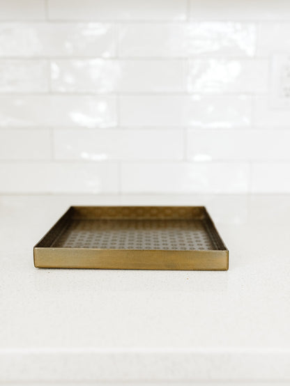 Embossed Antique Brass Tray