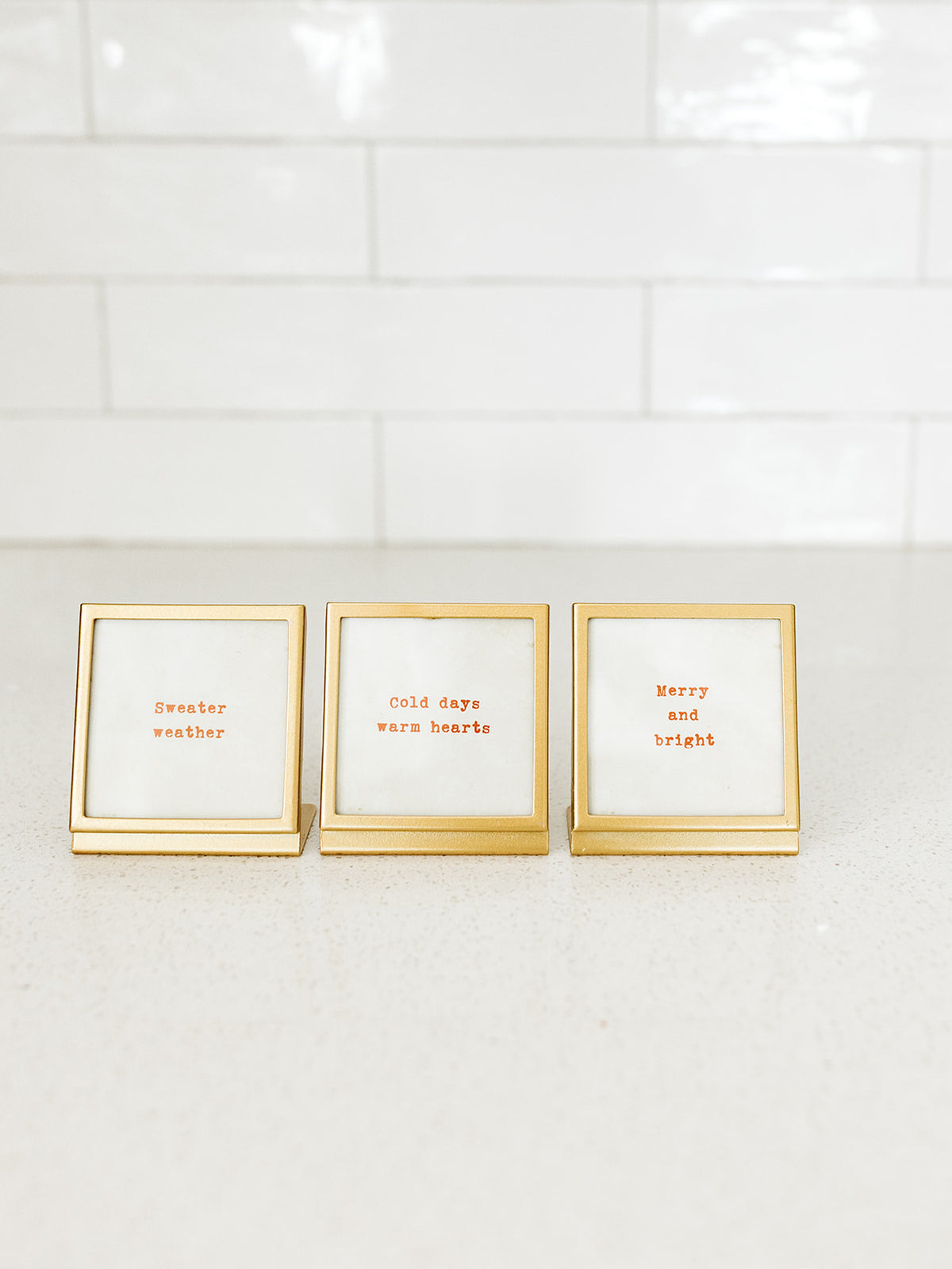 Gold Framed with Glass with Saying - 3"x3" - 6 Styles