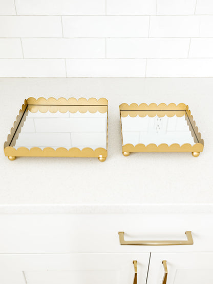 Scalloped Mirror Tray - 2 Sizes